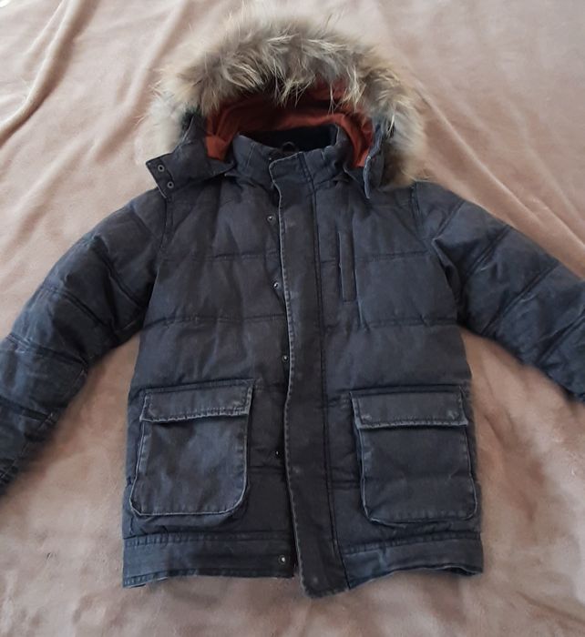 Детско зимно яке естествен пух от лисица на качулката Ръст 146-152