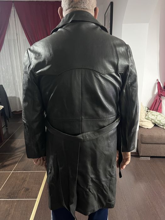 Geacă bărbați, lungă din piele