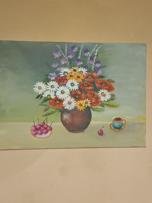 Картина с цветя  нарисувана с маслени бои