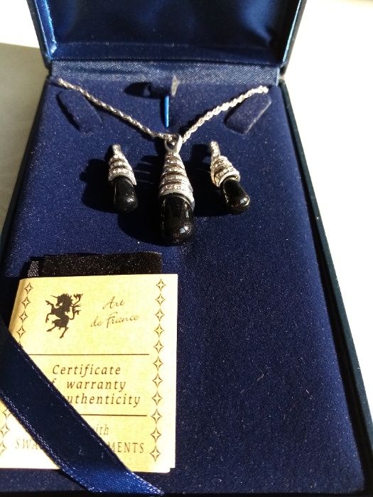 Колие и обици Сваровски - ЧЕРЕН ОНИКС