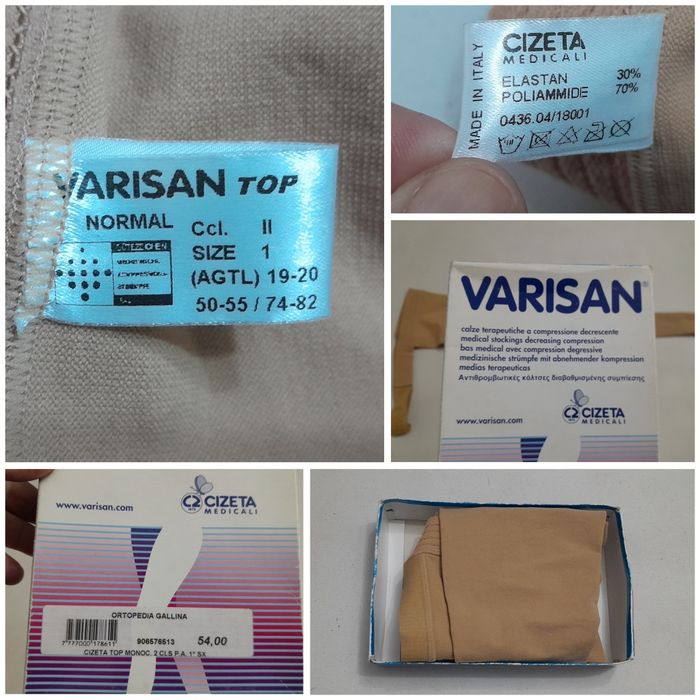 Ciorap Nou compresiv VARISAN CCL 2 Monocollant nr 1 sau S picior stâng