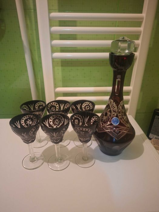 Pahare cristal  visiniu bohemia