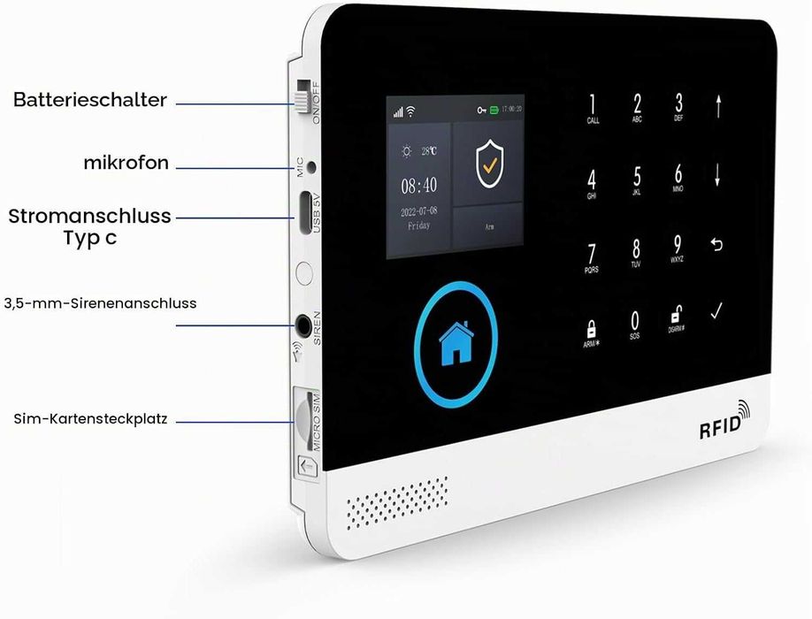 XNY 4G Wi-Fi GSM алармена система с 10 части, Alexa