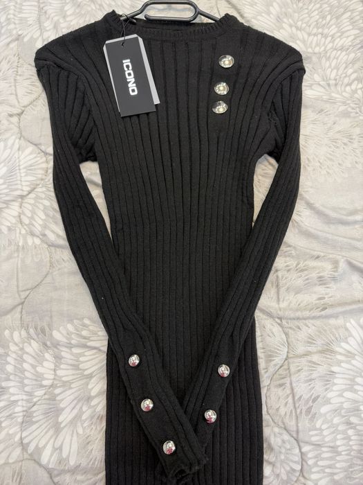 Черна плетена рокля