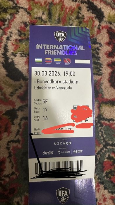 Uzbekistan vs Venezuela Bilet Belet Futbol