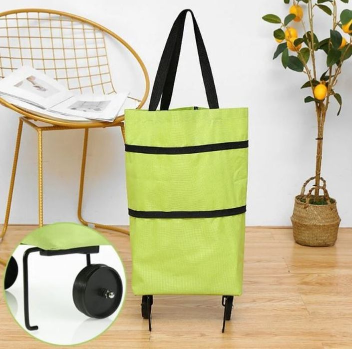 Мултифункционална сгъваема пазарска чанта с механизъм на колела.