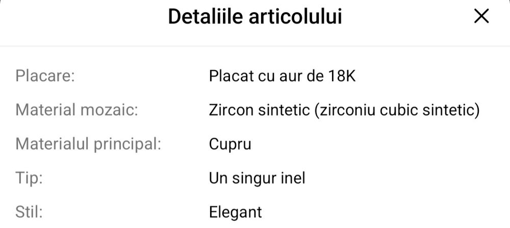 inel/ghiul placat cu Aur