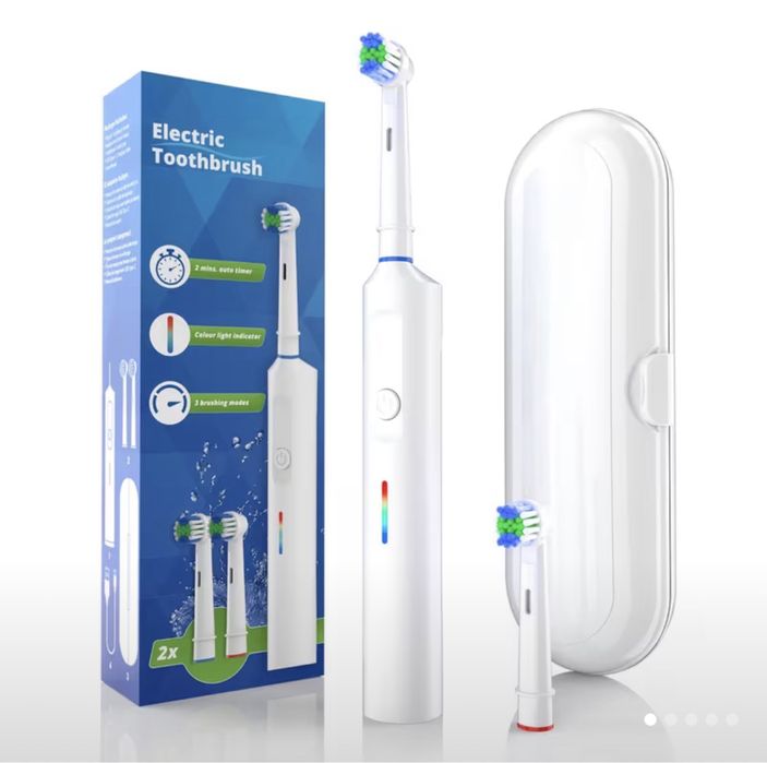 Електрическа четка за зъби с 2 глави и преносим калъф