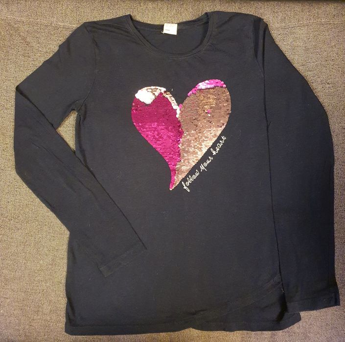 Set haine fete, 3 piese, 146-152, unicorn, paiete reversibile, inima