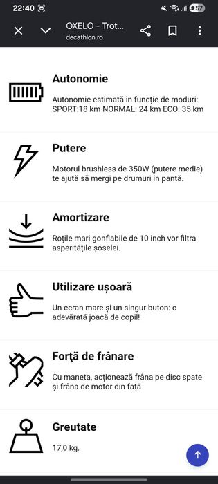 Trotineta btwin md500e