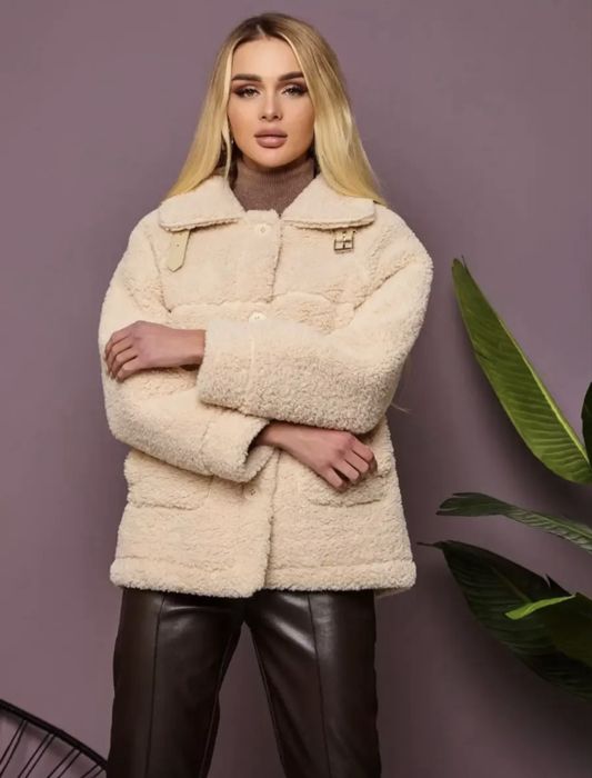 Шубка тедди бежевая