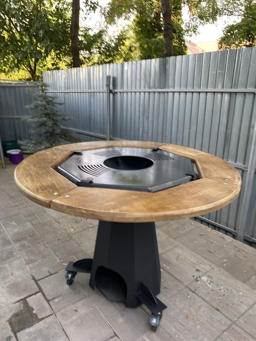 Grătar profesional cu plita de 6 mm750 mm diametru 1200 mm total