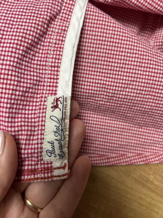 Paul Casual Depl Cămașă Bărbătească, In 100%, Carouri Roșu/Alb, Slim Fit, L