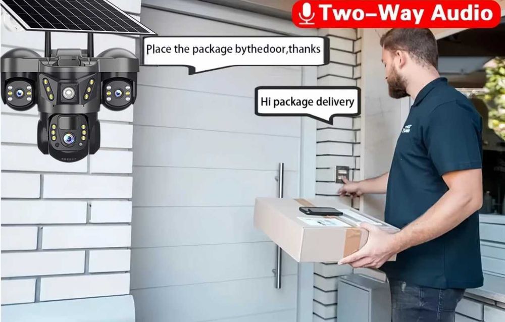 Camera Supraveghere Tripla 360 4G cu cartela SIM & Panou Solar