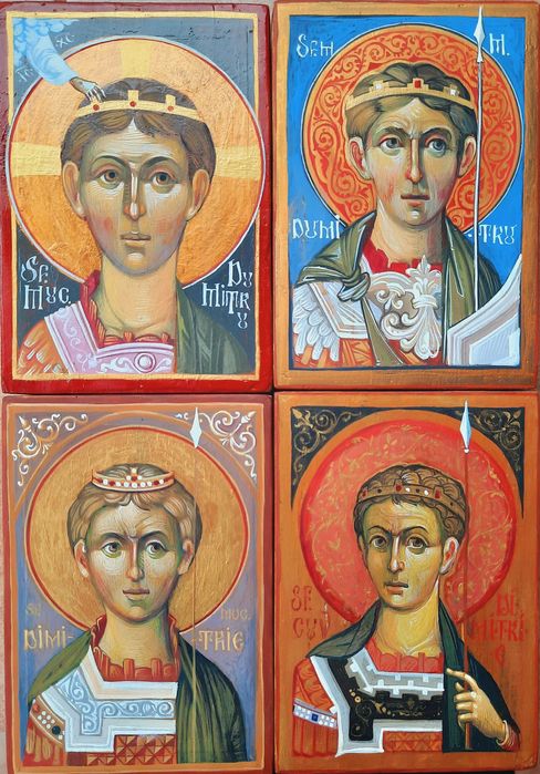 SF. DUMITRU, icoane pictate pe lemn, 10.5 x 15 x 2.5 cm, REDUCERE