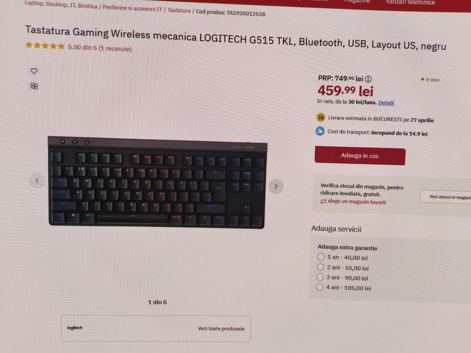 Tastatura Logitech /G515 TKL/Garanție 2027