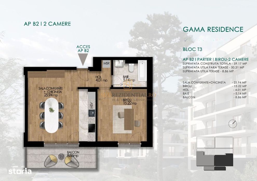 Gama Residence, Soseaua Oltenitei, Apartament cu 2 camere de vanzare