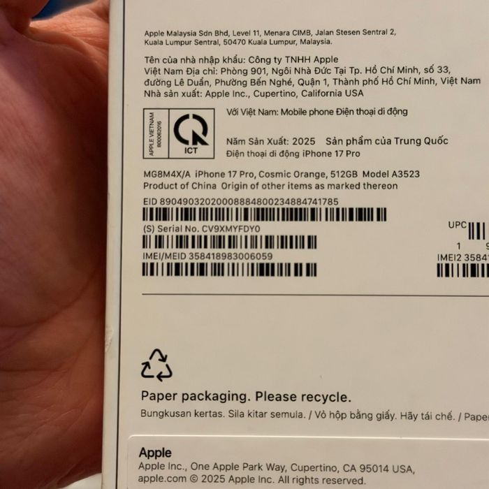 iPhone 17 Pro, Cosmic Orange 512GB