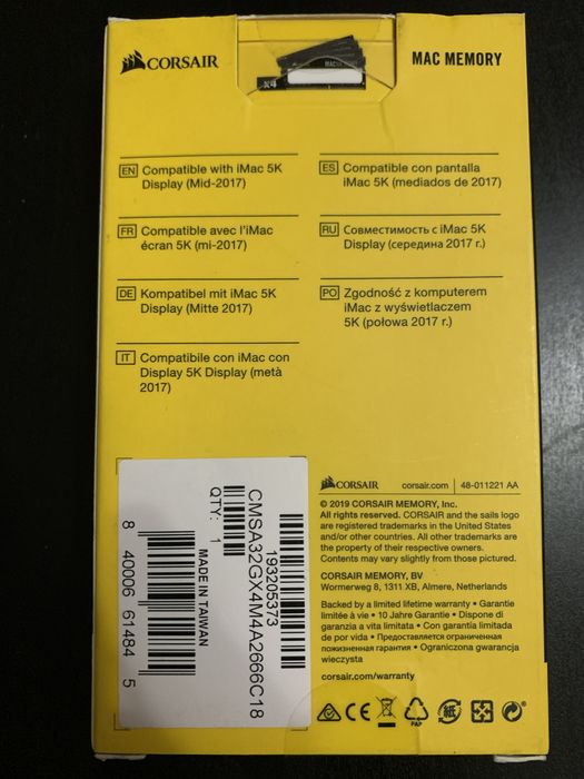 Memorii DDR4 laptop Corsair 4X8GB DDR4 2666 iMac 5K mijlocul lui 2017