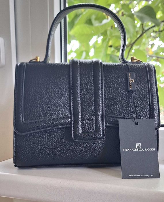 Стилна, оригинална Francesca Rossi дамска чанта от еко кожа, черна