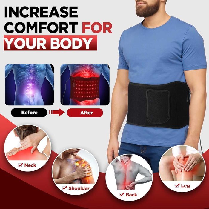 Масажен колан с червена светлина, 660nm и 850nm, 5 режима и 5 нива