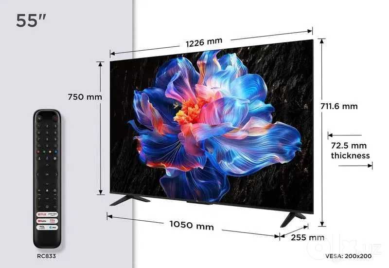 Телевизор TCL 55V6C HDR 4K GoogleTV Доставка Бесплатно 24/7 установка