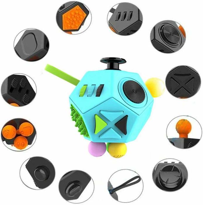 Fidget Cube 12 Sides  ABS + silikon antistress kub