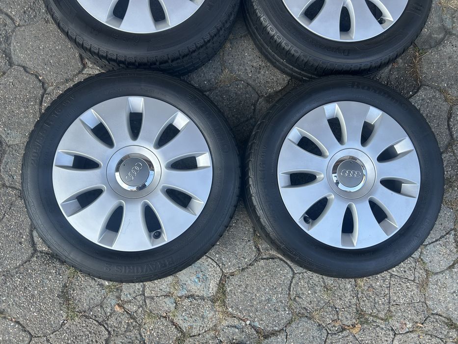 Jante aliaj 5x112mm, anvelope vara 205/65 R16, Audi A3, A4 B5, B6, B7, VW, Seat, Skoda