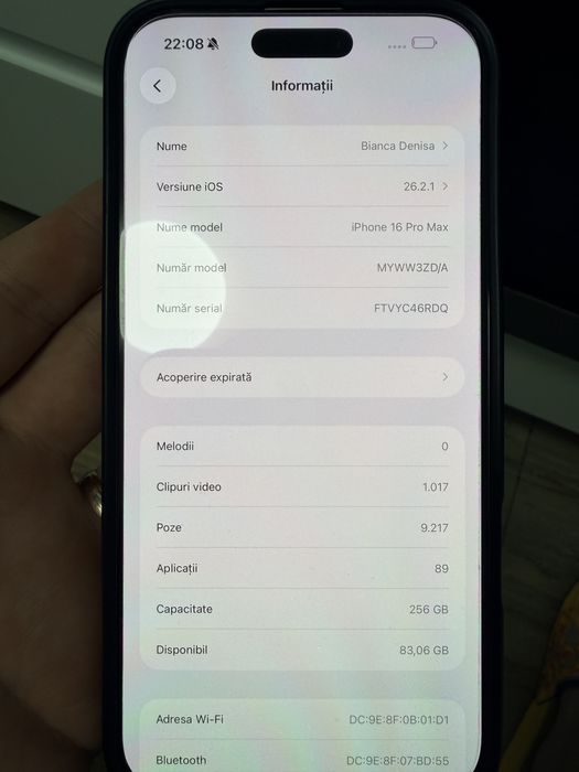 Iphone 16 pro max 256 alb