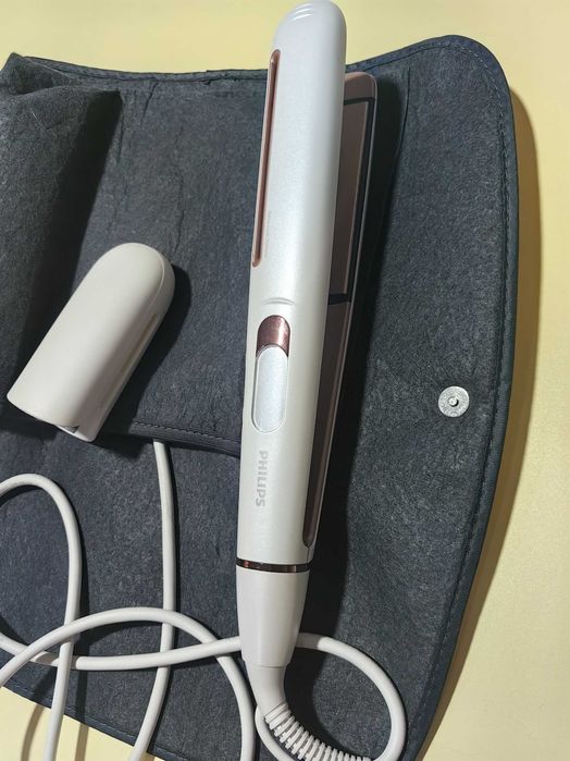Преса за коса Philips, керамична, SenseIQ технология, 230C, йонизация, розово с бяло