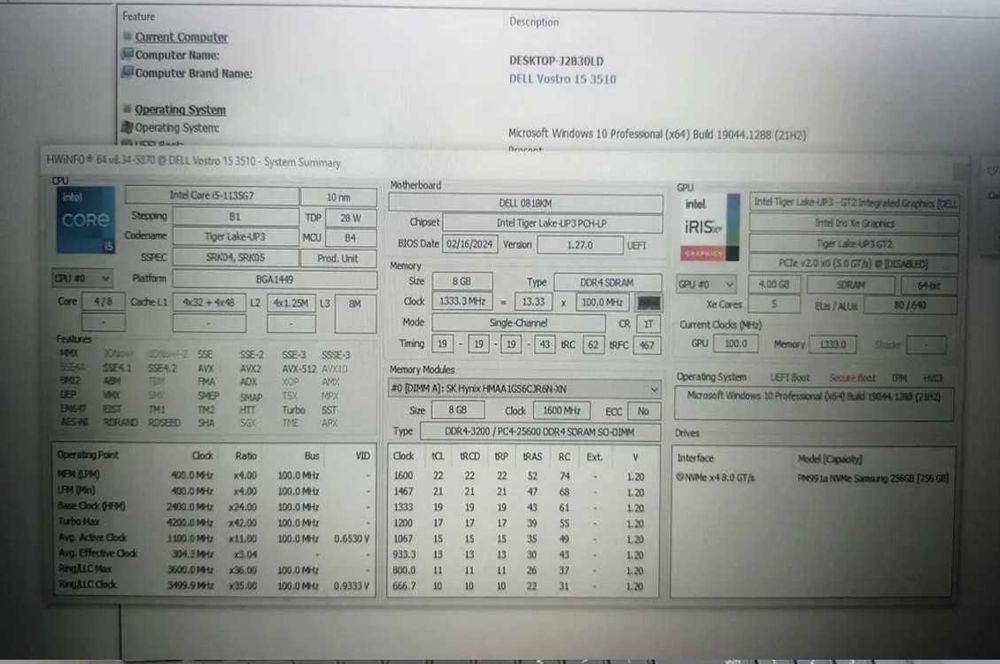 Laptop Dell Vostro 15 3510, Intel i5 Gen 11, SSD NVMe, aproape NOU