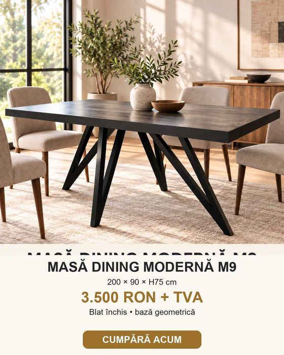 Masă dining modernă lemn 200x90 cm