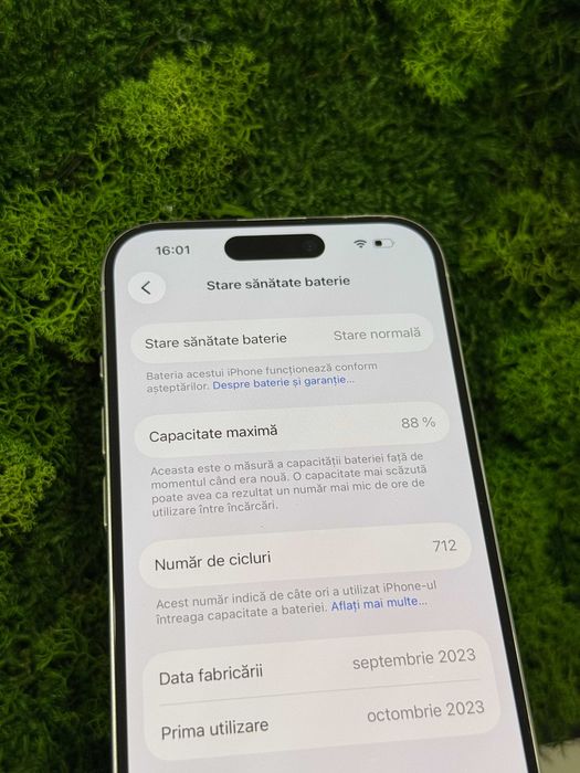 iPhone 15 Pro White Titanium Alb 256GB, 88% Baterie #7026