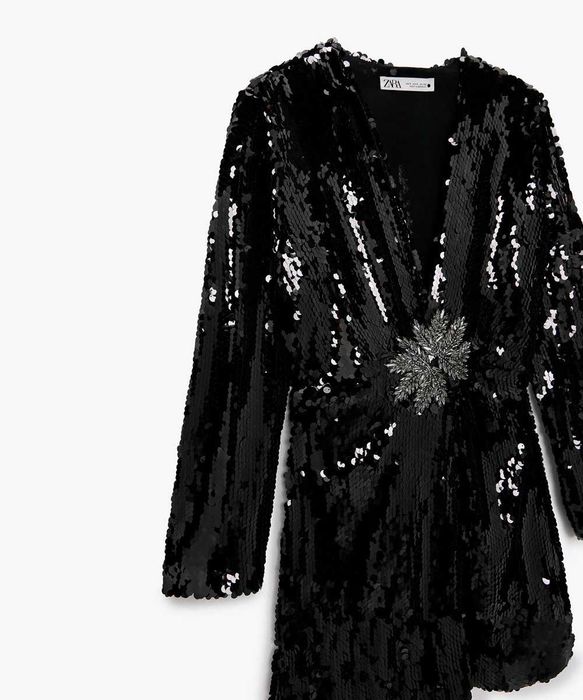 Rochie Zara, neagra, cu paiete, marimea S
