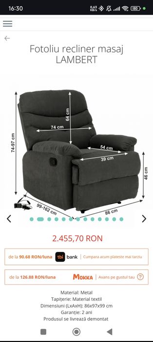 Fotoliu masaj extensibil