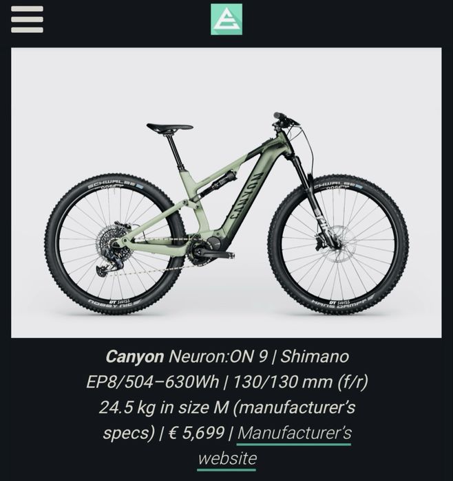 Bicicleta electrica Canyon Neuron  Full Suspension 2024