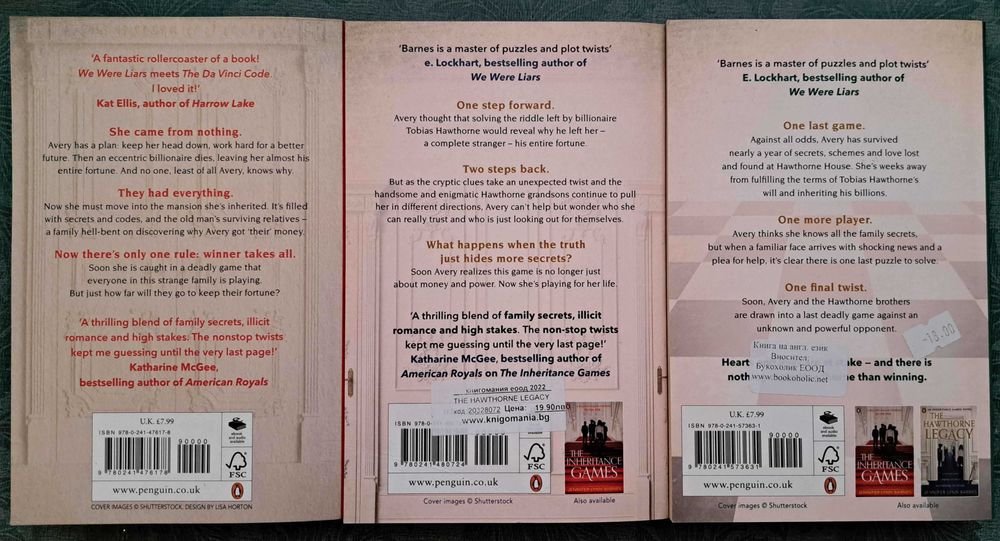 The Inheritance Games trilogy in english, softcover