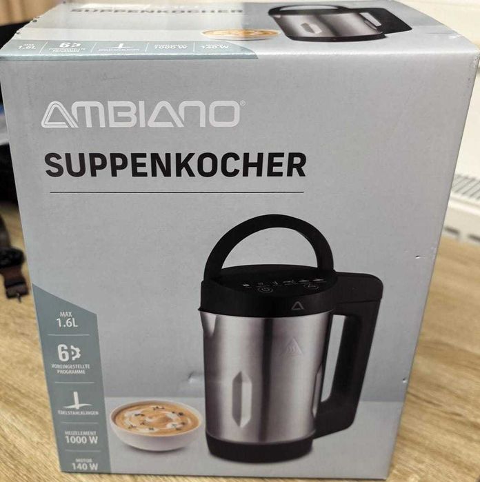 Aparat supă Ambiano (Soup Maker) 1.6L – blender + fierbere, 6 programe