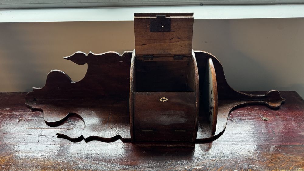 Античен настолен ролтоп шкаф (Roll Top Desk Organizer) от масивно дърво