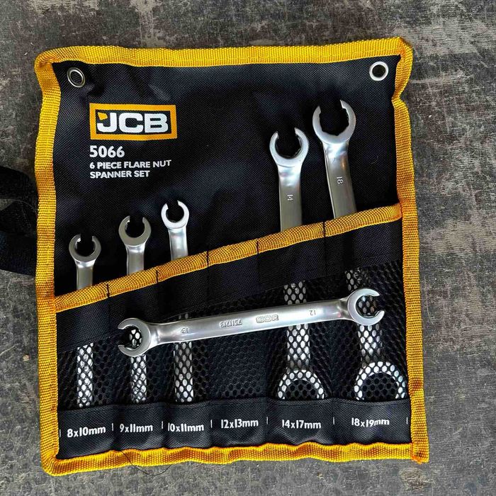 Комплект ключове за спирачни тръбички – 6 части (8–19 мм) JCB