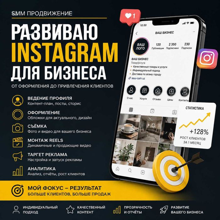 Продвижение Instagram бизнеса | Съёмка | Reels | Таргет