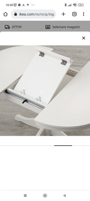 Masa extensibila Ikea Ingatorp, rotunda, alba, eleganta, din lemn