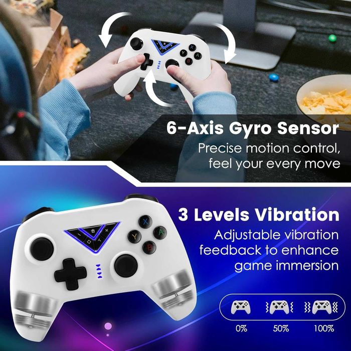 Безжичен Bluetooth геймпад/джойстик за Nintendo Switch/PC–RGB,жироскоп