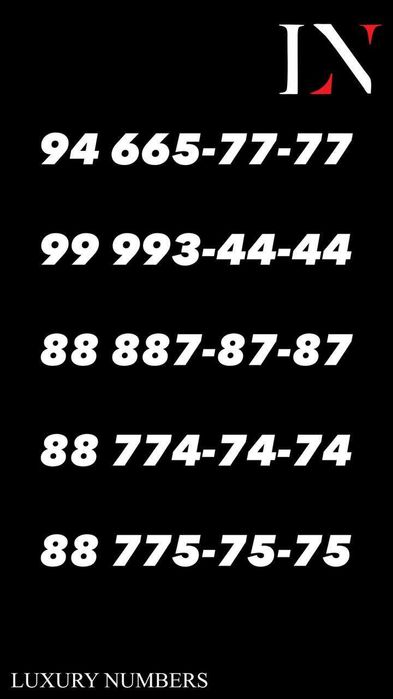 Luxury Numbers, barcha turdagi raqamlar mavjud