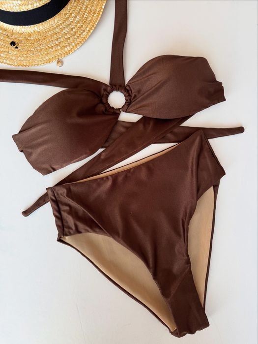 Бански дамски в кафяво синьо сиво