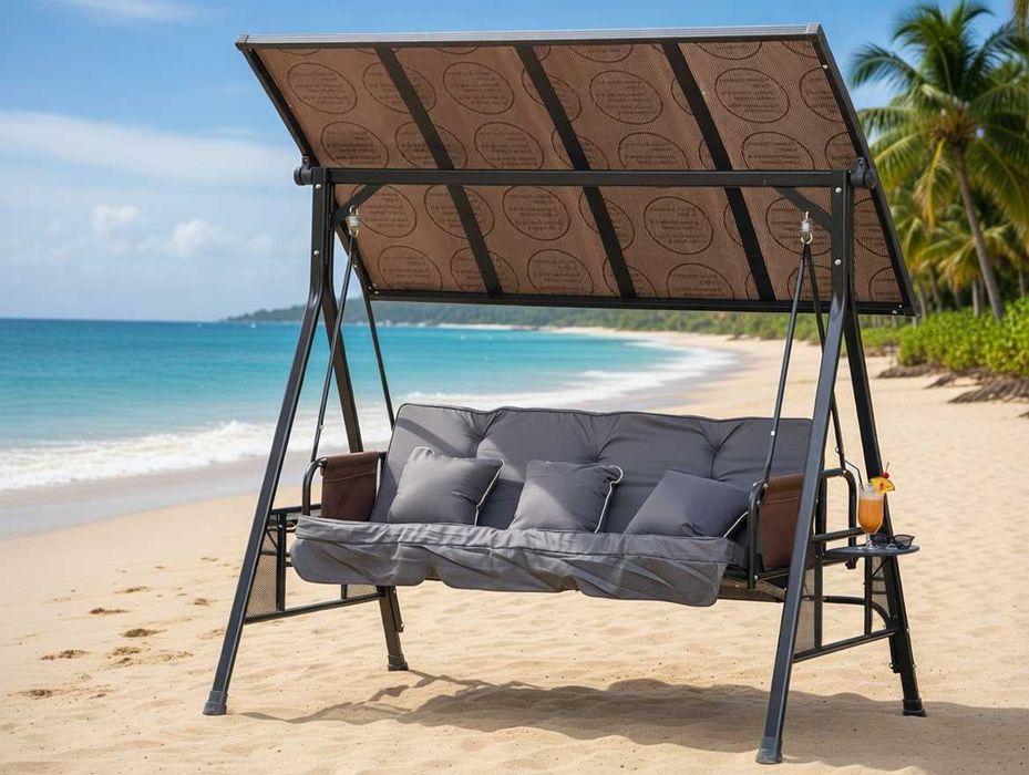 3-местный садовый стул с зонтиком, современный и удобный