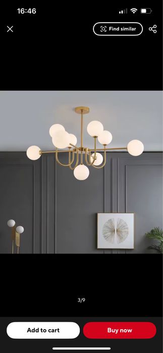 Candelabru auriu, elegant, 9 globuri LED