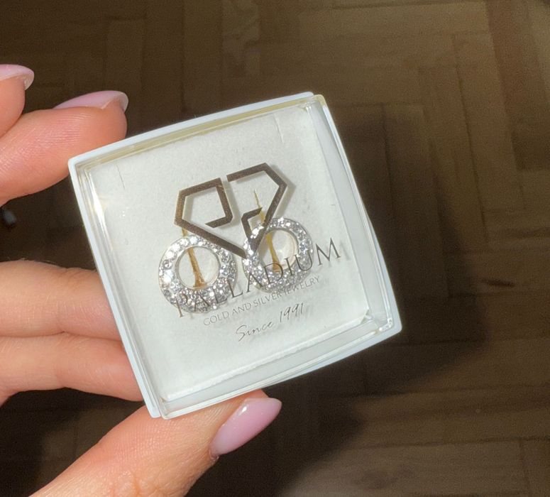 Сребърни обеци Palladium с кристали Swarovski