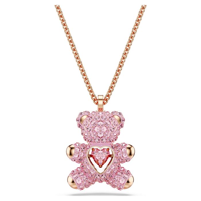 Ново Колие Swarovski - Bear, Pink, 18K rose gold finish