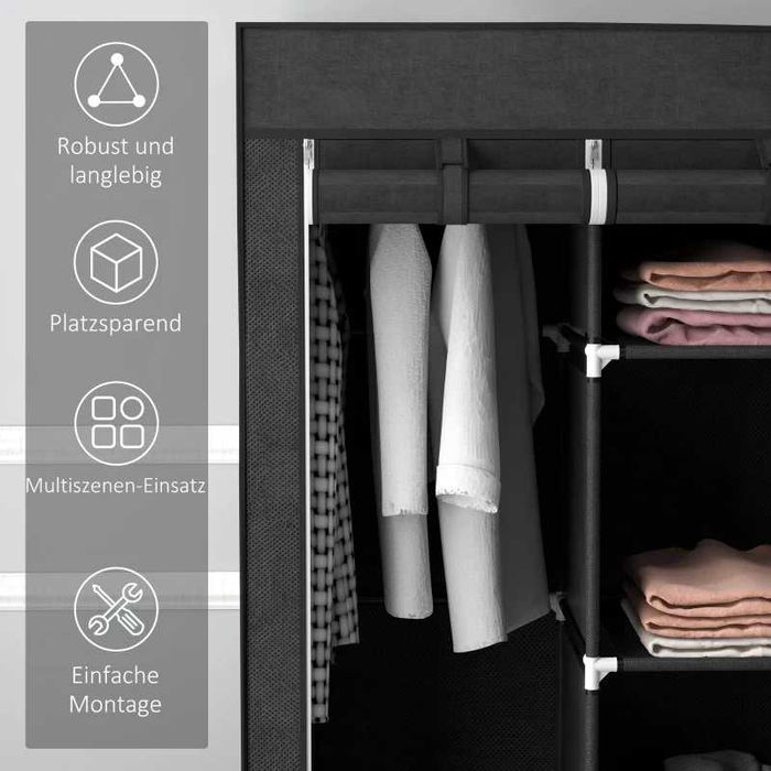 Гардероб HOMCOM от нетъкан плат, сгъваем, 3 чекмеджета